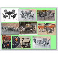 Round cast aluminum table and chair outdoor dining set 5 pc/patio furniture thumbnail image