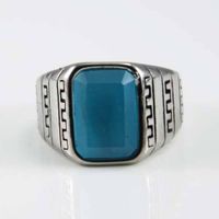 Blue gemstone ring Stainless steel ring thumbnail image
