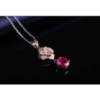 Robira 100% Natural Ruby Pendant 18K Gold Rose Pendant Fashion Charm for Women thumbnail image