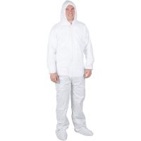 Disposable Coveralls with Hood Protective Suit, Microporous, Elastic Wrist, Bootie White(S-XXL) thumbnail image