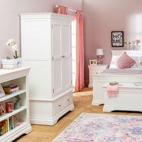 Double Wardrobe With Drawers, Acacia Solid Wood Painter White Color thumbnail image