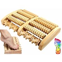 Stress Relief Wooden Dual Foot Massager Roller Relieve Plantar Fasciitis Acupressure/ Reflexology To thumbnail image