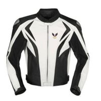 Black and white motorycle jacket with armor protection thumbnail image
