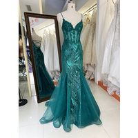 Chaozhou customized v neck spaghetti straps floor length sequined sexy luxury gold mermaid evening d thumbnail image