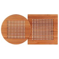 Round and Square Bamboo Wooden Heating Pot Kitchen Mug Lattice Trivets Coaster Set thumbnail image