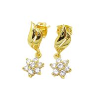 Dangling earrings flower Gold plated thumbnail image