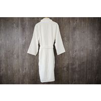 Terry 100% cotton bathrobe shawl collar white long hotel thumbnail image