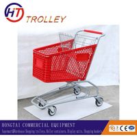 middle size plastic basket trolley supermarket shopping trolley wholesale thumbnail image