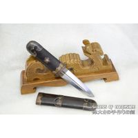 Traditional Folded Steel Chinese Short Sword Authentic Jian Hand Forged & Sharpened Knife with Silk  thumbnail image