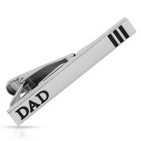 New fashion Stainless Steel Dad Engraved Black Enamel Tie Bar Clip Gift thumbnail image