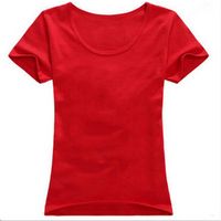 100% cotton women fashion O-neck blank T-shirt OEM thumbnail image