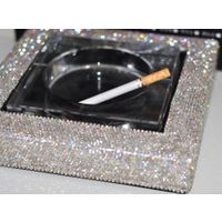 Rhinestone Crystal Glass Square Ashtray Removable Smoking Cigarette Accessory thumbnail image