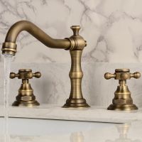 Modern Style Brass Waterfall Bathroom Sink Faucet,Electroplated Finish Dual Handle Three Hole Bath T thumbnail image