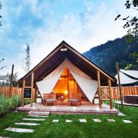 Glamping Hotel Resort Safari Triangle Wooden Tents Villa Prefab House With Bathrooms thumbnail image