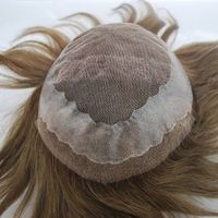 French lace with PU around #4 Medium brown Hairpiece Mens toupee thumbnail image