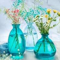 Family Decoration Glass Vase Tableware Flower Bedroom Using With Bubble Blue Glass Flower Vase thumbnail image