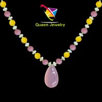 healing gemstone jewelry Natural high-quality Rose Quartz Beads Strand Necklace pendant for Women thumbnail image