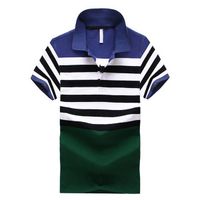 Custom men striped polo shirt fashion multi color combination polo shirt OEM thumbnail image