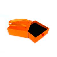 Orange Color Eco Paper Board Sliding Drawer Box Packaging With 2 Straps Bag Shape thumbnail image