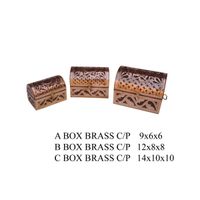 wooden brass box set of 3 thumbnail image