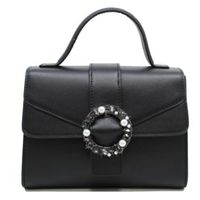 black elegant shoulder bag with flower hardware thumbnail image
