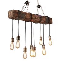 Retro vintage chandelier long wood lighting pendant lamp thumbnail image