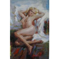 Figure Oil Painting on Canvas 100% Hand-made  PL016 thumbnail image
