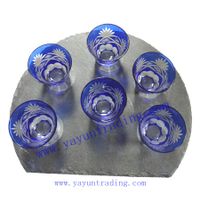hand cut glass tumbler and wine glass set with decanter thumbnail image