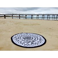 Round Beach Towel with Tassels, 100 Cotton Turkish Printed Beach Towel thumbnail image