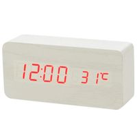 LED Clock Wooden Digital Alarm Clock with Temperature Thermometer thumbnail image