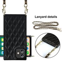 Crossbody PU Leather Wallet Handbag Mobile Phone Case for iPhone 12 Pro with Necklace Shoulder Strap thumbnail image