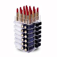 Clear Lipstick Tower, 360 Rotating Cosmetic Organizer with 64 Slots Lipgloss Storage Display Holder thumbnail image