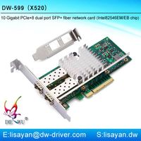 Intel 82599 X520 10g gigabit fiber optical pcie x8 network card with dual SFP+ port thumbnail image