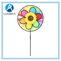 Colorful Garden Wooden Handle Windmill Pinwheel Wind Spinner thumbnail image