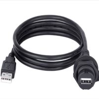 Outdoor application IP67 waterproof USB Type A female panel mount extension cable thumbnail image