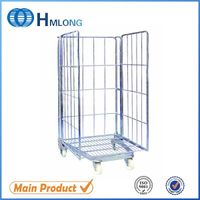 Metal foldable nestable warehouse wire mesh rolling cage cart thumbnail image