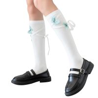 Spring and Autumn Japanese sweet bandage bow mid-tube socks women's cotton socks knee-length jk calf thumbnail image