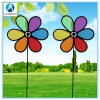 Multicolor Fordable Rainbow Flower Windmill String Whirligig Wheels Garden Camping Decoration for Fe thumbnail image