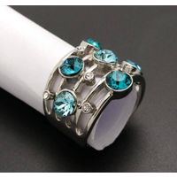 New Style Hot Sale Stainless Steel Wide Band Colors Crystal Ornament Ring With Size 5,6,7,8,9,10 thumbnail image