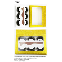 Hot Sale Gold Packaging Wholesale Faux Mink Lashes 3D Silk Eyelash 3 Pairs Set with Eyelashes Tweeze thumbnail image