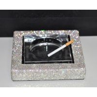 Rhinestone Crystal Glass Square Ashtray Removable Smoking Cigarette Accessory thumbnail image