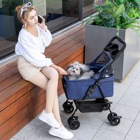 Bello sp02f Dog/Cat Pet stroller with detachable basket with four wheels rotating 360 degrees thumbnail image