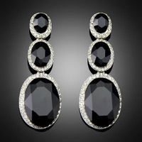 Wholesale New Fashion Trendy Hot Sale Rhinestone Crystal black dangle earrings for Women Girls Jewel thumbnail image