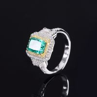 925 Sterling Silver 6x8mm Simulated Gemstone Jewelry Pave CZ Accents Ring Rydian Cut thumbnail image