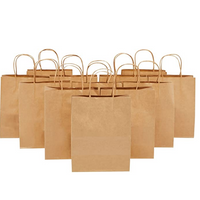 12-Count Brown Kraft Bags - Paper Bags with Handles thumbnail image