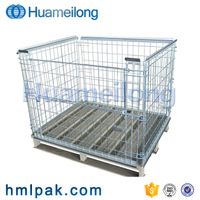 Foldable stackable collapsible storage galvanized steel cages pallets for sale thumbnail image