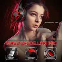 LED Glowing cable headphone Over Head 3.5mm Aux Wire Gamer Headset Stereo Light USB Audio headphones thumbnail image