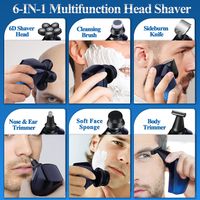 Multifunctional 7D Bald Head Shaver 6 in 1 Electric Razor Head Shavers for Bald Men LED Display Elec thumbnail image