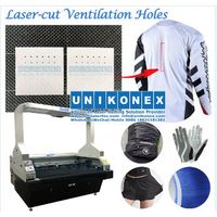 laser-cut ventilation hole in dye sublimation printed sports jersey thumbnail image