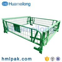 Warehouse stackable foldable metal euro storage rigid welded wire cage pallet thumbnail image